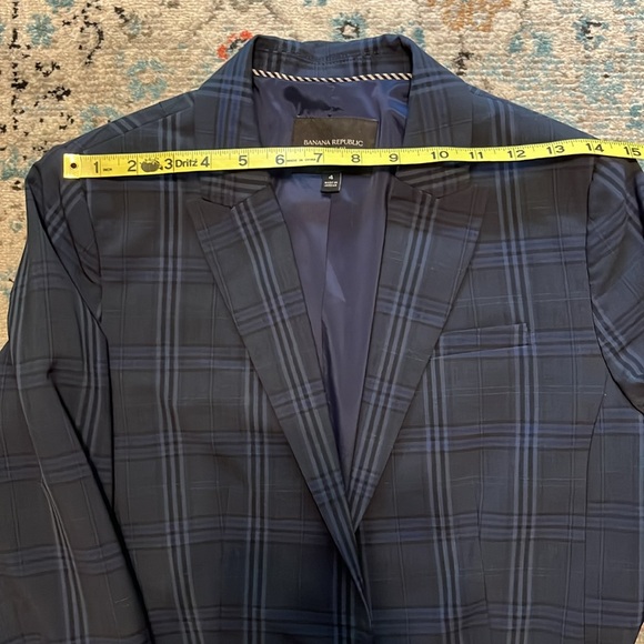 Banana Republic Washable Wool Blazer Navy Plaid Size 4 - Picture 7 of 16